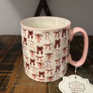 10 Strawberry Street Pink Bow Coquette Mug Shabby Chic NEW